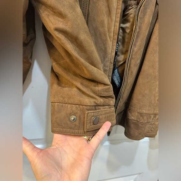 Midwest International Genuine Leather Bomber Jacket Zip In Thermolite Liner 44 - Picture 5 of 11